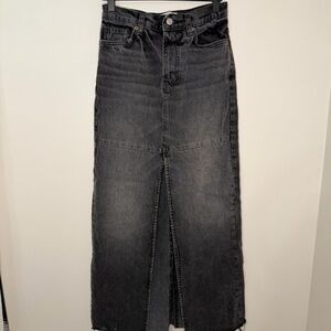 Reformation Tazz Maxi Denim Skirt Black Women's Size 23 Bohemian Traditional